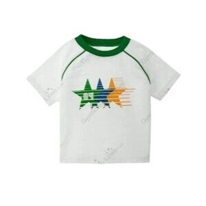Gymboree 2T Boys Short Sleeve Top White Green Trim Stars 2004 Summer Sports NEW